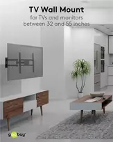 laikiklis 55 coliu televizoriui - Laikiklis Goobay | TV Wall Mount Basic | FULLMOTION (M) | Wall mount | Black - 4 nuotrauka