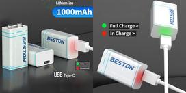 ikraunamos baterijos - Baterija 9V, įkraunamos su USB-C lizdu, 1000mAh, Li-Ion - 2 nuotrauka