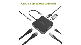 usb type c port - Acer HP.DSCAB.013 7-in-1 USB-C Docking Station Juoda, Sidabras (Black, Silver) - 3 nuotrauka