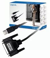 8 pin kabelis - Logilink USB 2.0 adapteris prie Paralel (LPT) DB25, 1,8m Juodas (Black) - 4 nuotrauka