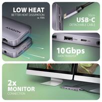 usb 100w laidas - AXAGON USB-C 10Gbps GEN2COMBO 12in1 Hub HMC-12GM2 Juodas (Black) - 8 nuotrauka