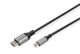 displayport 2.1 kabelis - Digitus DB-340106-020-S 8K DisplayPort Adapter Cable, Mini DP į DP, 2 m Juodas (Black) - 5 nuotrauka