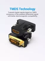 kabelis hdmi dvi - Vention HDMI į DVI adapteris AILB0 Juodas (Black) - 4 nuotrauka