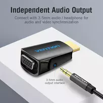 vga hdmi adapteris - Vention AIDB0 HDMI į VGA adapteris su 3.5 mm garsu (Black) - 2 nuotrauka