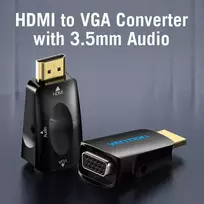 vga hdmi adapteris - Vention AIDB0 HDMI į VGA adapteris su 3.5 mm garsu (Black) - 3 nuotrauka