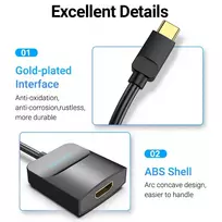 hdmi hdmi kabelis 15m - Vention ACYHB USB-C į HDMI adapteris 1080P Pilkas (Gray) 0.15m - 8 nuotrauka
