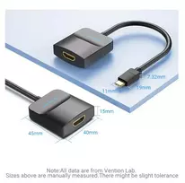 hdmi hdmi kabelis 15m - Vention ACYHB USB-C į HDMI adapteris 1080P Pilkas (Gray) 0.15m - 9 nuotrauka