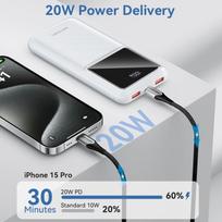 10000 power bank - Vention FHKW0, 10000mAh, 22.5W, baltas - 5 nuotrauka