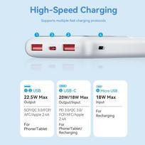 10000 power bank - Vention FHKW0, 10000mAh, 22.5W, baltas - 6 nuotrauka