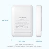 magnetine isorine baterija - Vention FHTW0, 10000mAh, 22.5W, magnetinis, baltas - 3 nuotrauka