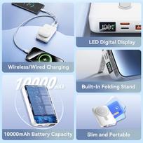 magnetine isorine baterija - Vention FHTW0, 10000mAh, 22.5W, magnetinis, baltas - 12 nuotrauka