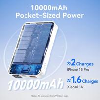 magnetine isorine baterija - Vention FHTW0, 10000mAh, 22.5W, magnetinis, baltas - 13 nuotrauka