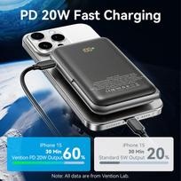 magnetinis usb - Vention FHNB0 10000 mAh 20W Juodas (Black) - 8 nuotrauka