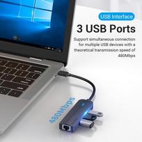 usb b c - USB-C iki 3x USB 2.0, RJ45, Micro-B Hub Vention TGOBB 0.15m, juodas - 9 nuotrauka