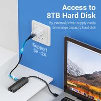 usb b c - USB-C iki 3x USB 2.0, RJ45, Micro-B Hub Vention TGOBB 0.15m, juodas - 11 nuotrauka