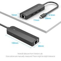 usb b c - USB-C iki 3x USB 2.0, RJ45, Micro-B Hub Vention TGOBB 0.15m, juodas - 15 nuotrauka