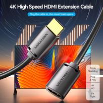 hdmi hdmi female - Vention HDMI-A Male to HDMI-A Female 4K 2m Kabelis Juodas (Black) - 2 nuotrauka
