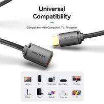 hdmi hdmi female - Vention HDMI-A Male to HDMI-A Female 4K 2m Kabelis Juodas (Black) - 6 nuotrauka