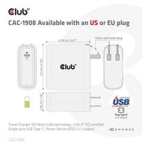 5v 12v usb - MOBILE TRAVEL CHARGER USB-C/100W CAC-1908EU CLUB3D - 6 nuotrauka