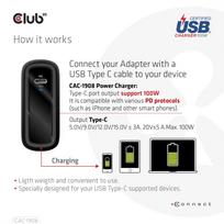5v 12v usb - MOBILE TRAVEL CHARGER USB-C/100W CAC-1908EU CLUB3D - 8 nuotrauka