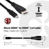 micro hdmi - Club 3D CAC-1351 Micro HDMI į HDMI 2.0 kabelis 1m (Juodas) - 4 nuotrauka