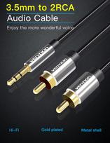 audio 3.5 mm cable - Vention 3.5mm Male to 2x RCA Male Audio Cable 2m Juodas (Black) - 4 nuotrauka