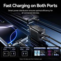 usb c pakrovejas - MOBILE CHARGER WALL 45W USB-C/2P WHITE FEFW0-EU VENTION - 7 nuotrauka