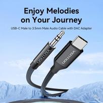 usb to c - Vention USB-C į 3.5 mm garso adapteris 1.5m Juodas (Black) - 6 nuotrauka