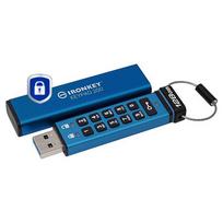 usb flash drive 3.2 - Kingston IronKey Keypad 200 128GB Mėlyna (Blue) - 7 nuotrauka