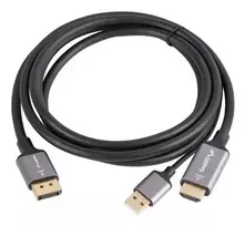 kabelis hdmi hdmi 1.8 - Lanberg CA-HDDP-20CU-0018-BK HDMI (M) į DisplayPort (M) kabelis 4K, 1.8 m, Juodas (Black) - 3 nuotrauka