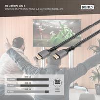 ultra high speed hdmi - Digitus DB-330200-020-S 8K HDMI Ultra High Speed jungiamasis kabelis 2 m Juodas (Black) - 2 nuotrauka