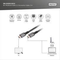 ultra high speed hdmi - Digitus DB-330200-020-S 8K HDMI Ultra High Speed jungiamasis kabelis 2 m Juodas (Black) - 4 nuotrauka