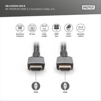 ultra high speed hdmi - Digitus DB-330200-020-S 8K HDMI Ultra High Speed jungiamasis kabelis 2 m Juodas (Black) - 5 nuotrauka