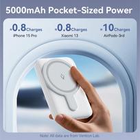 magnetine isorine baterija - Vention FHSB0, 5000mAh, 20W, magnetinis, juodas - 12 nuotrauka