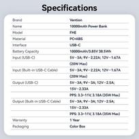 mini power bank - Vention FHEH0 10000 mAh 35W Pilkas (Grey) - 8 nuotrauka