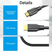 hdmi cable 8k 120hz - Vention HDMI 2.1 kabelis AANBF 1m 8K Juodas (Black) - 3 nuotrauka