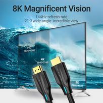 hdmi cable 8k 120hz - Vention HDMI 2.1 kabelis AANBF 1m 8K Juodas (Black) - 13 nuotrauka