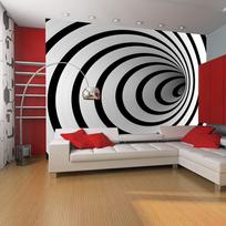 Fototapetas Artgeist Black And White 3D Tunnel LFTNT0054SAM, 154 cm x 154 cm