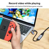 video grabber - Adapteris Unitek Grabber USB-C/USB, HDMI 1.4b, sidabro/juoda - 3 nuotrauka