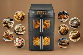 karsto oro gruzdintuve double - PROMIS Double Vertical Fat-Free Fryer 10L Juoda (Black) - 4 nuotrauka