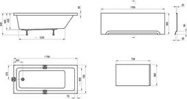 senukai akrilines vonios - Vonia, laisvai pastatoma Ravak 10°, 170 cm x 75 cm x 44.5 cm, stačiakampis - 2 nuotrauka