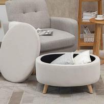 suoliukas daiktadeze - HOMCOM Suoliukas su daiktadėže, smėlinis (Beige) - 4 nuotrauka