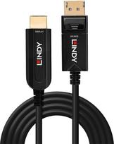 displayport 2.1 kabelis - Lindy 38490 Fibre Optic Hybrid DisplayPort 1.2 to HDMI 18G Cable, 10 m, Juodas (Black) - 3 nuotrauka