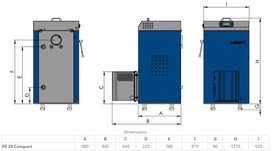 310 l talpa - Granulinis katilas Elektromet EKO PE COMPACT 20/310 (galia 18kW, talpa granulėms 310 l) - 2 nuotrauka