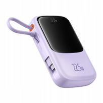 power bank 10000 mah - Baseus Qpow Pro+ 10000mAh 22.5W su integruotu USB-C laidu ir ekranu Violetinė (Purple) - 2 nuotrauka