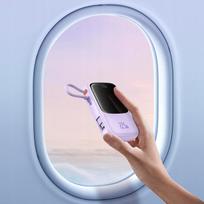 power bank 10000 mah - Baseus Qpow Pro+ 10000mAh 22.5W su integruotu USB-C laidu ir ekranu Violetinė (Purple) - 3 nuotrauka
