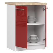 olivia virtuve - Apatinė virtuvinė spintelė Akord Furniture Factory Oliwia S60 2D, balta/raudona, 46 cm x 60 cm x 85 cm - 6 nuotrauka