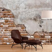 Fototapetas Artgeist Futuristic Duet - Concrete Tile On Old Brick Background, 245 cm x 350 cm