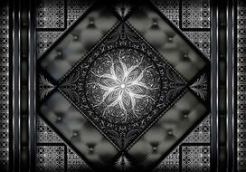 Fototapetas Artgeist Symmetrical Composition - Black Pattern In Oriental Pattern With Quilting MNEW010927, 105 cm x 150 cm