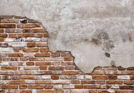 Fototapetas Artgeist Futuristic Duet - Concrete Tile On Old Brick Background, 140 cm x 200 cm